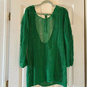 Green Long Sleeve Swim Coverup tie back size medium